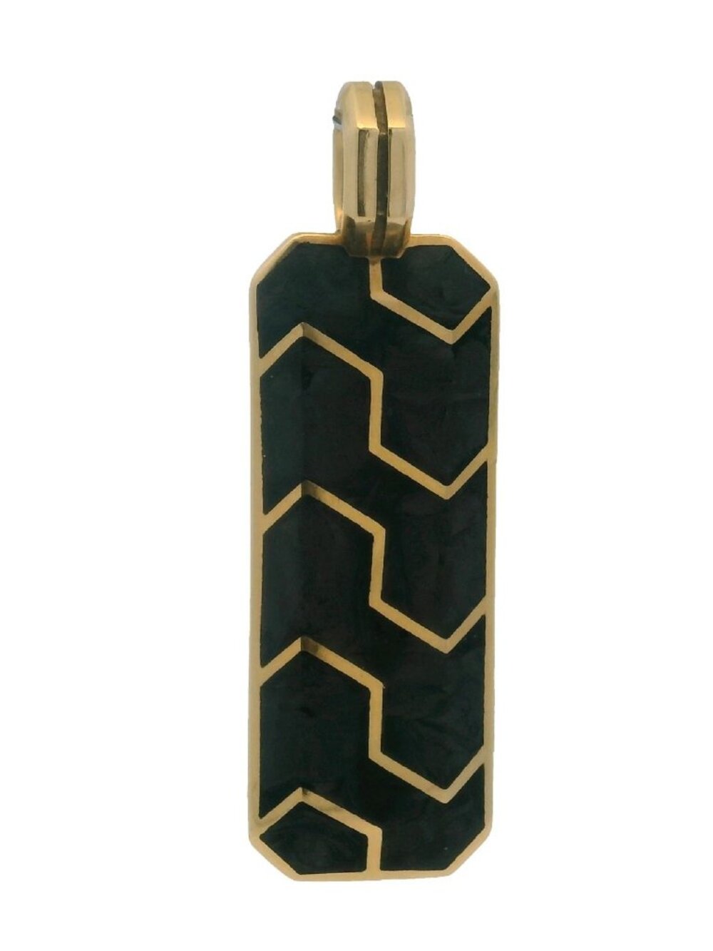 David Yurman 18kt Yellow Gold and Forged Carbon Streamline Ingot Amulet Pendant